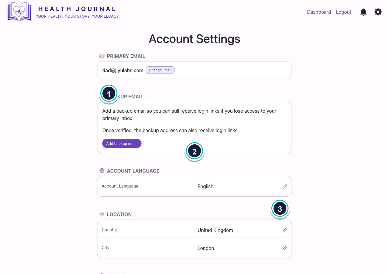 Account settings
