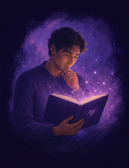 A person reflecting on their open Health Journal